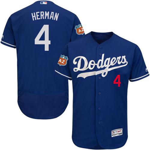 Dodgers #4 Babe Herman Blue Flexbase Authentic Collection Stitched MLB Jersey